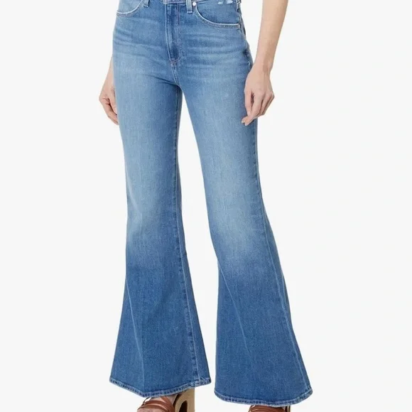 PAIGE Blue Flare Wide Leg Denim - Picture 2 of 8